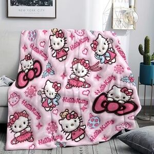 Hello Kitty Pink Flannel Throw Blanket 27.5 x 39.7 Sanrio Cute